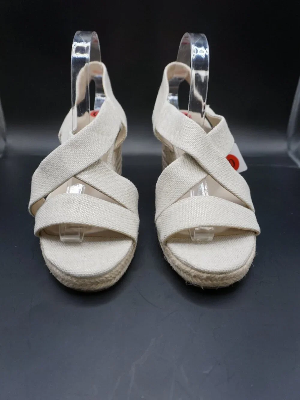 10 Lucky Brand Cliesa Women's Espadrille Wedge Sandals Natural Beige Canvas Jute